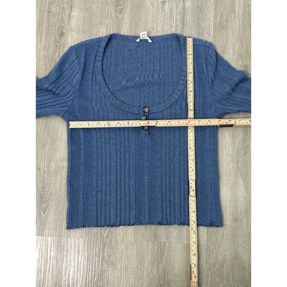 Aeropostale‎ Ribbed Blue Button Front Long Sleeve Henley Top Size L - Picture 5 of 9